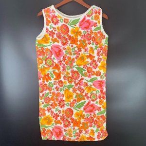 VTG Union Made Women's 70s Flower Hippie Terrycloth Swim Cover Dress Sz M
